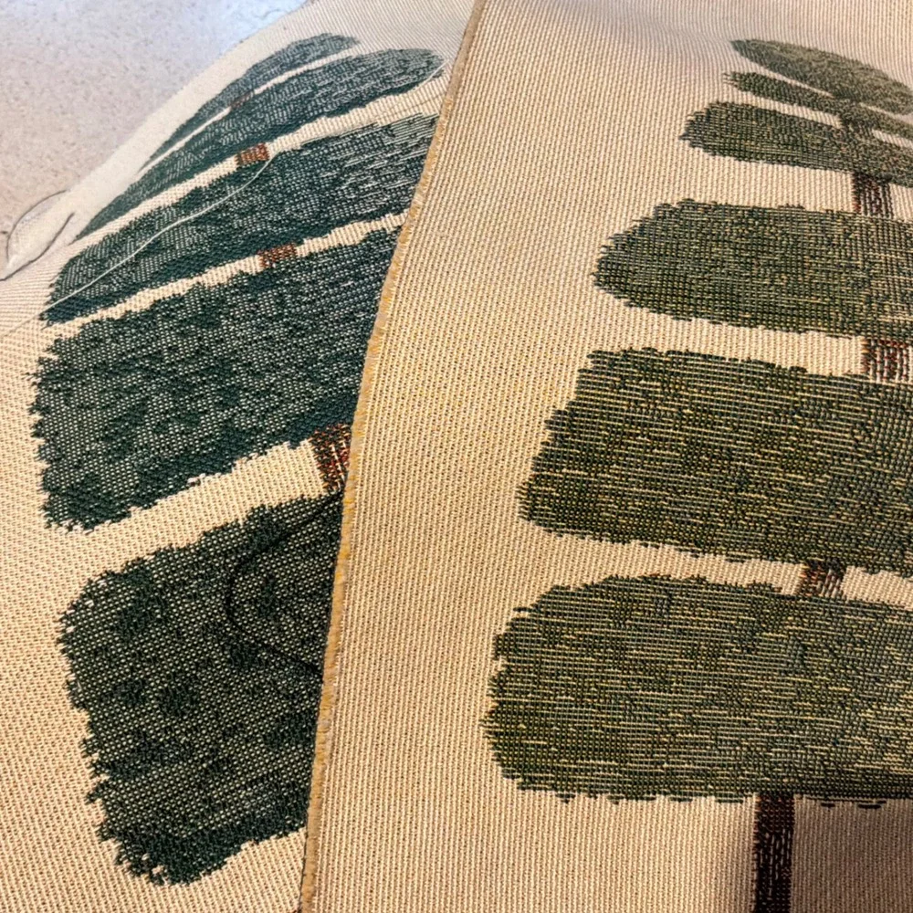Pair Vintage Woven Topiary Tapestry Panels Cottagecore English Garden Country